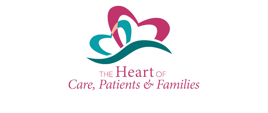 2 hearts with caption The Heart of Care, Patients & Families