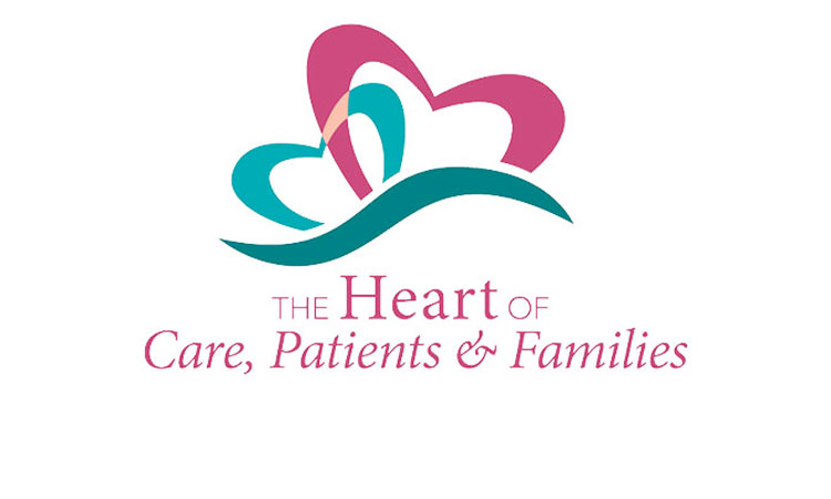 2 hearts with caption The Heart of Care, Patients & Families